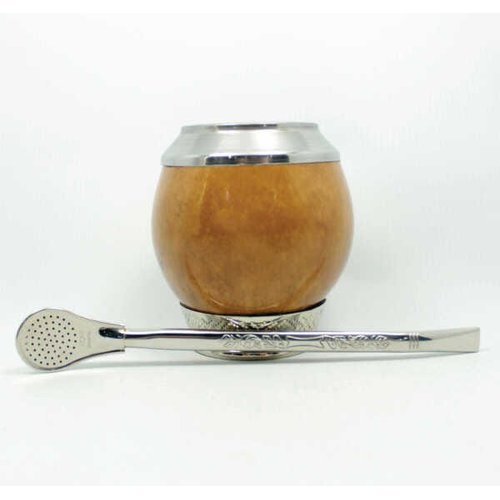 Kit Coquinho Natural Pé Metal Uruguaio /Térmica 1L / Bomba Inox 19 cm /  Mateira Recouro