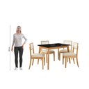 Ver imagem 4 de Conjunto Sala de Jantar CSJ448CA Nara com Cadeiras Zaira 4 Lugares Tampo em Vidro Preto Fosco Linho