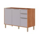Ver imagem 1 de Gabinete de Cozinha Modulado Balcão Divina C/ 3 Portas e 2 Gavetas S/tampo 120cm Cinamomo/platina