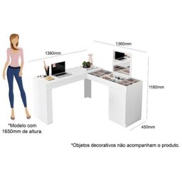 Escrivaninha em L com Penteadeira Star Princesa Branca - Mobler - Babyroom - 2