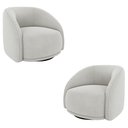 Ver imagem 1 de Kit 2 Poltronas Decorativas Jenny Base Giratória em Metal Preto Veludo Cinza Claro G45 - Gran Belo