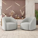 Ver imagem 2 de Kit 2 Poltronas Decorativas Jenny Base Giratória em Metal Preto Veludo Cinza Claro G45 - Gran Belo