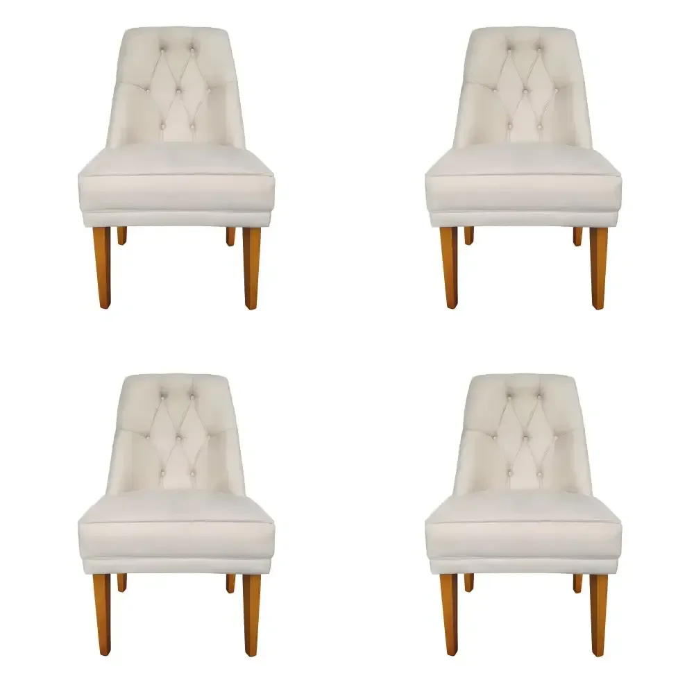 Kit 4 Cadeiras para Sala de Jantar Escritório Estofada Berlim Retro Suede Porcelana Eli Móveis e Dec