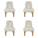 Ver imagem 1 de Kit 4 Cadeiras para Sala de Jantar Escritório Estofada Berlim Retro Suede Porcelana Eli Móveis e Dec