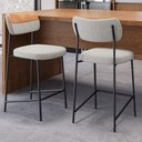 Ver imagem 2 de Banqueta Baixa Bar Cozinha Sala de Jantar Preto Elira L02 Couríssimo Whisky Linho Cinza - Lyam Deco