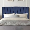Ver imagem 2 de Cabeceira Estofada de Cama Casal Box 140 Cm Louise Suede Azul Marinho