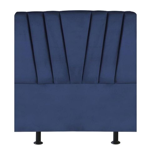 Cabeceira Estofada de Cama Casal Box 140 Cm Louise Suede Azul Marinho