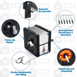 Varal Recolhível 30 Metros De Inox Retrátil - Varal Prático - 3