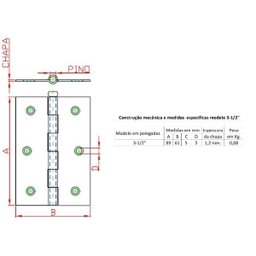 3 Dobradiças 3 1/2 para Porta e Janela Forsul Dourada - 2