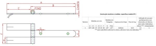 2 Dobradiças Chumbar 2 Hastes N-1 20cm Forsul para portão, porteira e porta Preta - 2