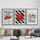 Ver imagem 2 de Kit 3 Quadros São Paulo Terra Da Garoa 33x24cm - com vidro:Madeira branca