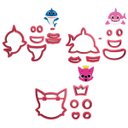 Ver imagem 1 de Kit 3 Cortadores Pasta Doce Impresso Festa Fundo do Mar Tubarão Bebê em Pé Nadando Raposa Rosa Pink: