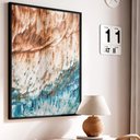 Ver imagem 1 de Quadro Decorativo Abstrato Beira Mar em Moldura Caixa Tacolado Moldura Trad 1cm Madeira Escura com V