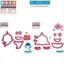 Ver imagem 2 de Kit 2 Cortadores Doce Impresso Pasta Festa Fundo do Mar Tubarão Bebê em Pé e Nadando Deitado:4,5cm