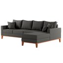 Ver imagem 2 de Sofá Beny com Chaise Direita, 2,60x1,40m, 4 Lugares, Linho, Base em Madeira.