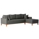 Ver imagem 3 de Sofá Beny com Chaise Direita, 2,60x1,40m, 4 Lugares, Linho, Base em Madeira.