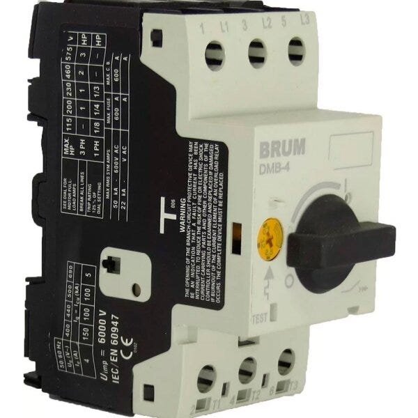 Disjuntor Motor Termomagnetico 3p 2,5 4,0a 100ka Brum - 2