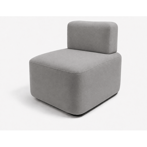 Poltrona Cubo para Sala Moderna e Recepção Suede:Suede Cinza