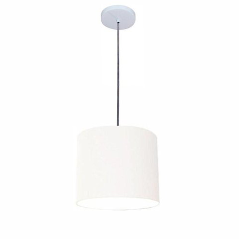 Lustre Luminária Pendente Vivare Free Lux Pe-4107br Cúpula em Tecido 25x20cm Branca Canopla Branca