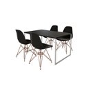 Ver imagem 2 de Mesa Industrial Base Ferro Branco Tampo 137x90 Preto 4 Cadeiras Eames Ferro Cobre Assento Preto
