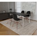 Ver imagem 1 de Mesa Industrial Base Ferro Branco Tampo 137x90 Preto 4 Cadeiras Eames Ferro Cobre Assento Preto