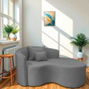 Ver imagem 1 de Recamier Curvo Orgânico 150cm 2 Lugares Lado Direito para Sala de Estar Bouclé Londres