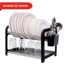 Escorredor 16 Pratos Inox Preto com Porta Talheres - 2