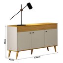 Ver imagem 2 de Aparador Buffet 3 Portas Jade Gold Cinamomo Off White - Leifer