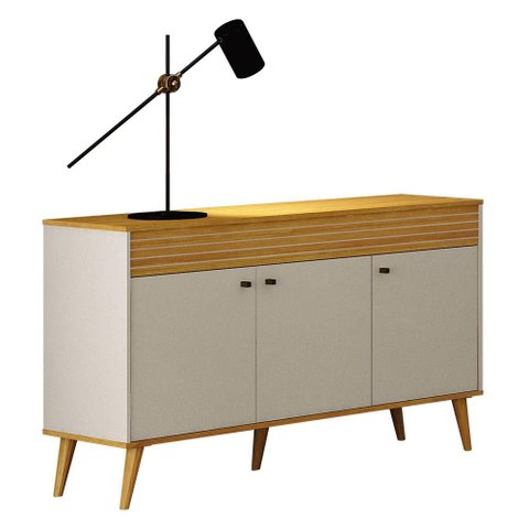 Aparador Buffet 3 Portas Jade Gold Cinamomo Off White - Leifer
