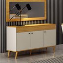 Ver imagem 3 de Aparador Buffet 3 Portas Jade Gold Cinamomo Off White - Leifer