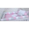 kit berço americano menina 100% algodão 7 peças rosa e cinza - 4