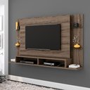 Ver imagem 2 de Painel Home P/ Tv Simon com Bancada e Prateleiras de Vidro para Tv 55" Carvalho Berlim - Bela Móveis