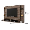 Ver imagem 3 de Painel Home P/ Tv Simon com Bancada e Prateleiras de Vidro para Tv 55" Carvalho Berlim - Bela Móveis