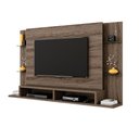 Ver imagem 1 de Painel Home P/ Tv Simon com Bancada e Prateleiras de Vidro para Tv 55" Carvalho Berlim - Bela Móveis