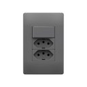 Ver imagem 1 de Interruptor Simples e Tomada Dupla 2p+t 20a Fame Habitat Onix com Placa 4x2