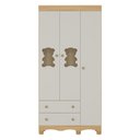 Ver imagem 3 de Guarda-Roupa Infantil 92cm com Vidro 3 Portas e 2 Gavetas Ternura Multimóveis Mp4806 Madeirado/Off