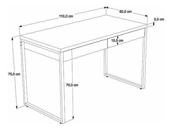 Mesa Escritório Office Estilo Industrial 1,10M com 2 Gavetas - 2