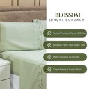 Ver imagem 4 de Jogo de Cama Lençol Queen Blossom Bordado Floral Percal 300 Fios com Fronhas 04 Peças - Toque