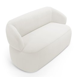 Kit 02 Poltronas Giratória e 01 Sofá Orgânico Glee 02 Lugares 140cm Bouclê Off White - Abmaza - 8