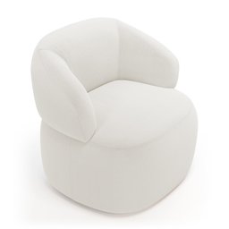 Kit 02 Poltronas Giratória e 01 Sofá Orgânico Glee 02 Lugares 140cm Bouclê Off White - Abmaza - 7