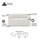 Ver imagem 6 de Kit 02 Poltronas Giratória e 01 Sofá Orgânico Glee 02 Lugares 140cm Bouclê Off White - Abmaza