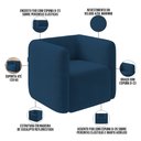 Ver imagem 4 de Kit 02 Poltronas Decorativas para Sala de Estar Fixa Living Peônia K01 Veludo Azul Marinho - Lyam de
