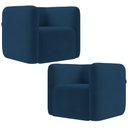 Ver imagem 1 de Kit 02 Poltronas Decorativas para Sala de Estar Fixa Living Peônia K01 Veludo Azul Marinho - Lyam de