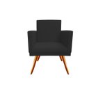 Ver imagem 3 de Kit Namoradeira + 1 Poltrona Decorativa Nina + Puff Redondo Suede Preto Pés Madeira Mz Decor