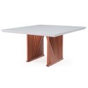Ver imagem 6 de Mesa Jantar Base Madeira Maciça Quadrada 150 cm Tampo com Vidro Mesa Moderna Madeira