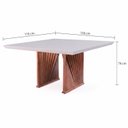 Ver imagem 3 de Mesa Jantar Base Madeira Maciça Quadrada 150 cm Tampo com Vidro Mesa Moderna Madeira