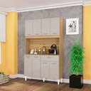 Ver imagem 1 de Cozinha Ambiente Kit Cassia 8 Portas Damasco Off White - Poquema