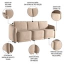 Ver imagem 3 de Sofá Cama Casal para Sala 276cm Polska K04 Veludo Bege - Mpozenato
