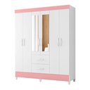Ver imagem 2 de Guarda Roupa 6 Portas Cancun com Espelho Branco Rosa