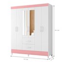 Ver imagem 3 de Guarda Roupa 6 Portas Cancun com Espelho Branco Rosa